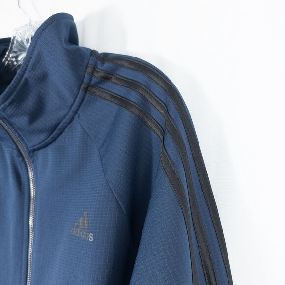 Adidas 3 Stripes Track Jacket Mens Large Blue Black Ripstop Grid Fleece DH9089 - Picture 10 of 16